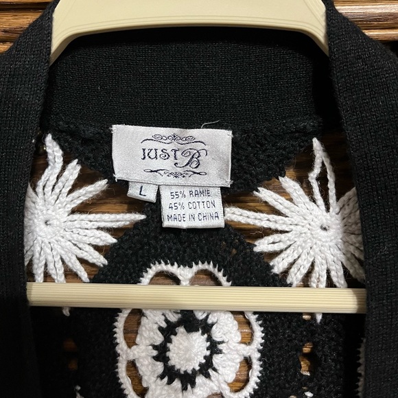 Just B black & white sweater/cardigan with sequins and sparkles, size Large - Picture 3 of 6